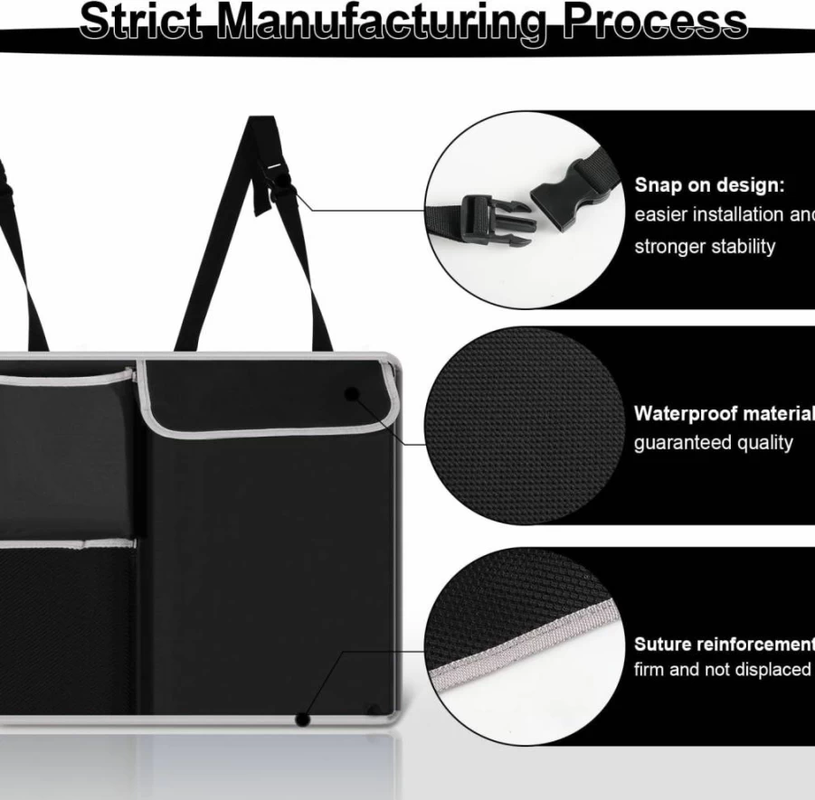 UYYE Car Trunk Organizer with 4 Pockets & 2 Mesh Pouches - Backseat Storage Bag for SUV, Jeep, MPVs - Expandable Auto Accessories for Groceries & More